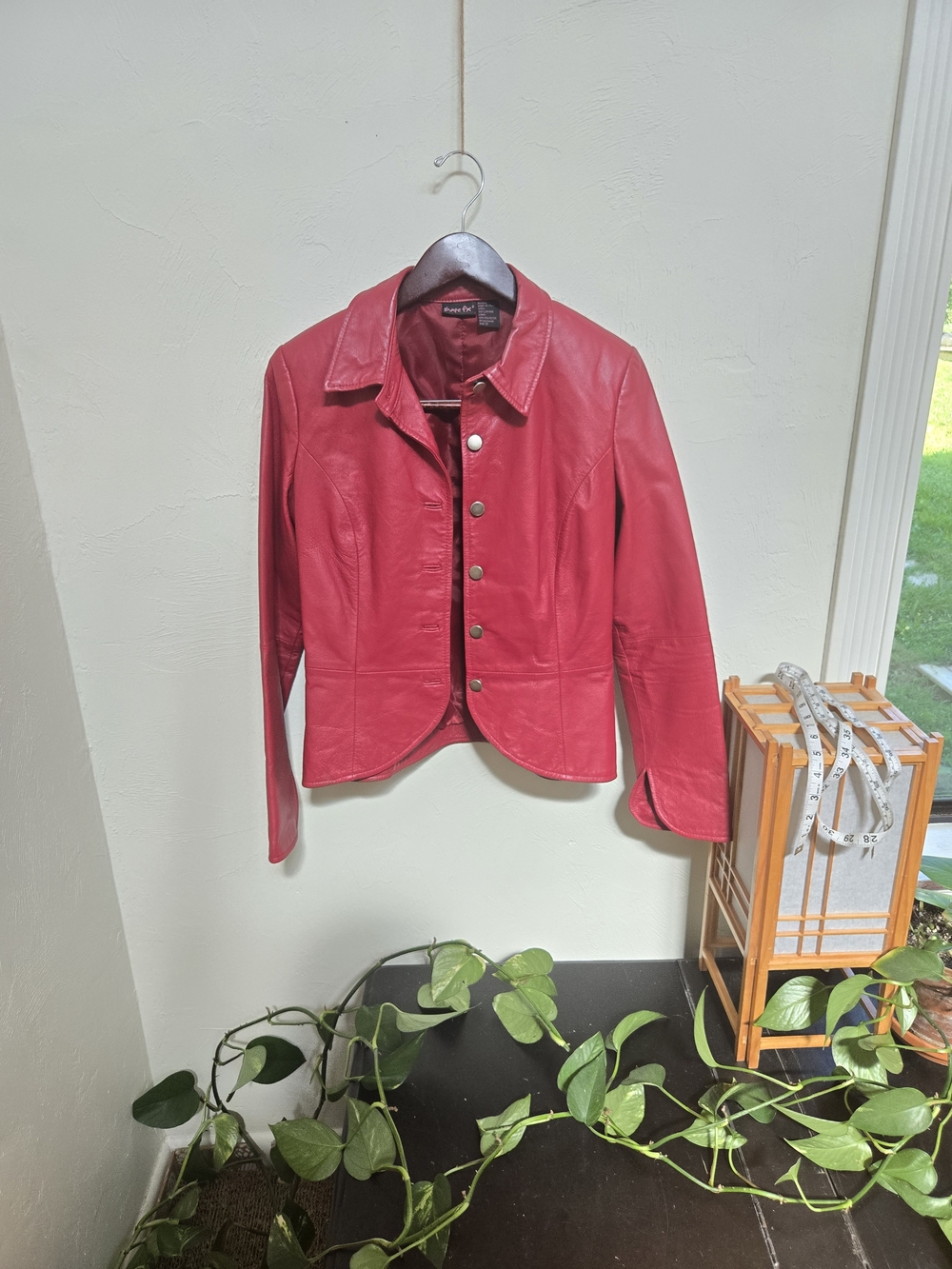 Shape FX Red Leather Button-Front Jacket